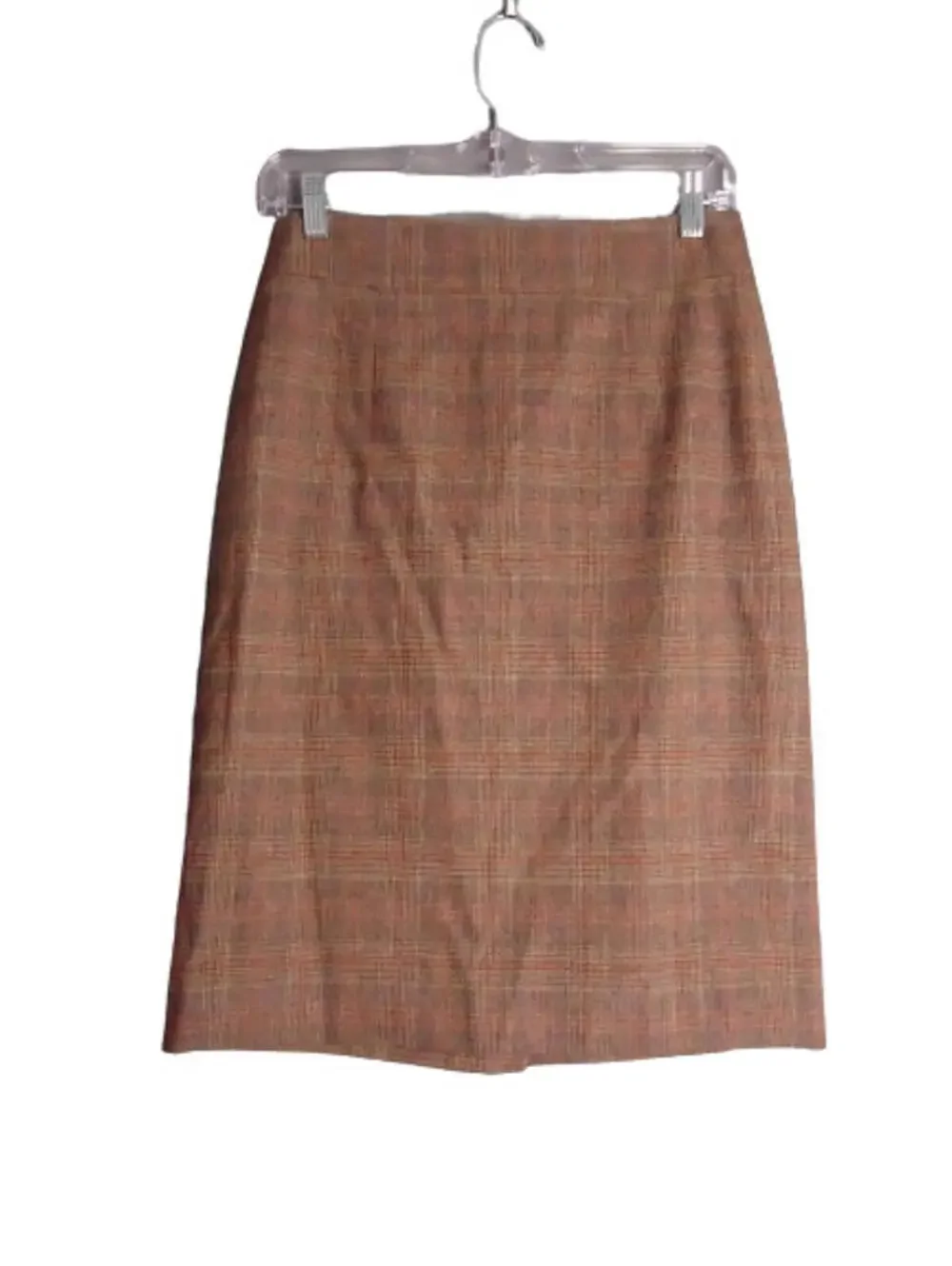 Banana Republic Heritage Wool Blend Italian Fabric Brown Plaid Pencil Skirt Sz 0